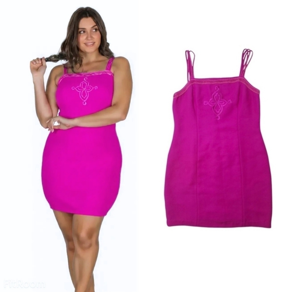 Andrea Jovine Fuchsia Strappy Mini Dress Curvy Fit Size 8